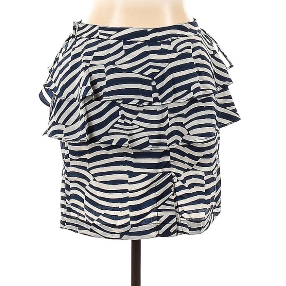 H & M Navy White peplum skirt